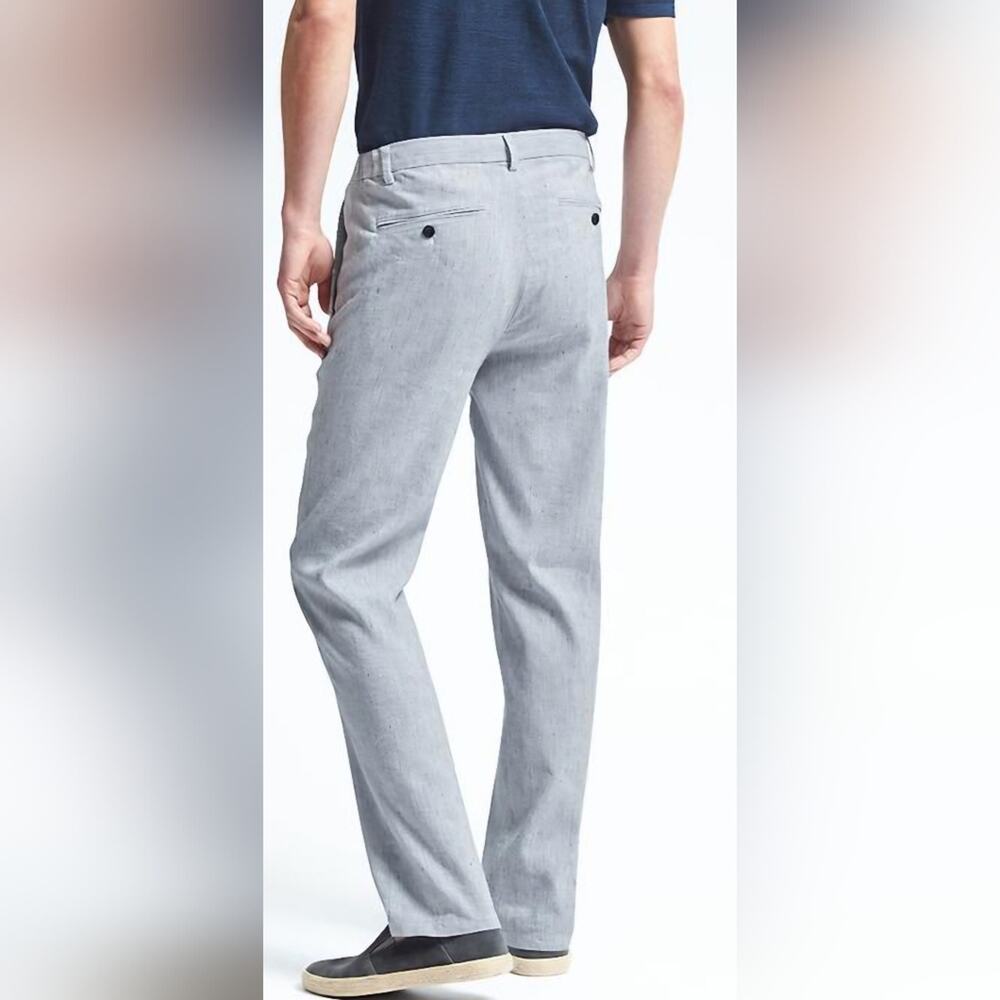 Banana Republic Gray Multiweave Linen Trousers Sz 33 #987